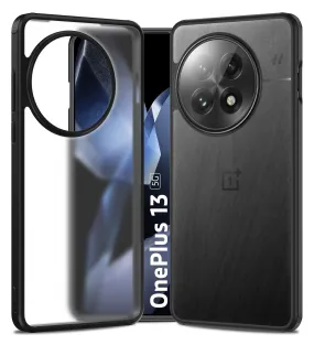 Rugged Frosted Semi Transparent PC Shock Proof Slim Back Cover for OnePlus 13 5G, 6.82 inch, Black