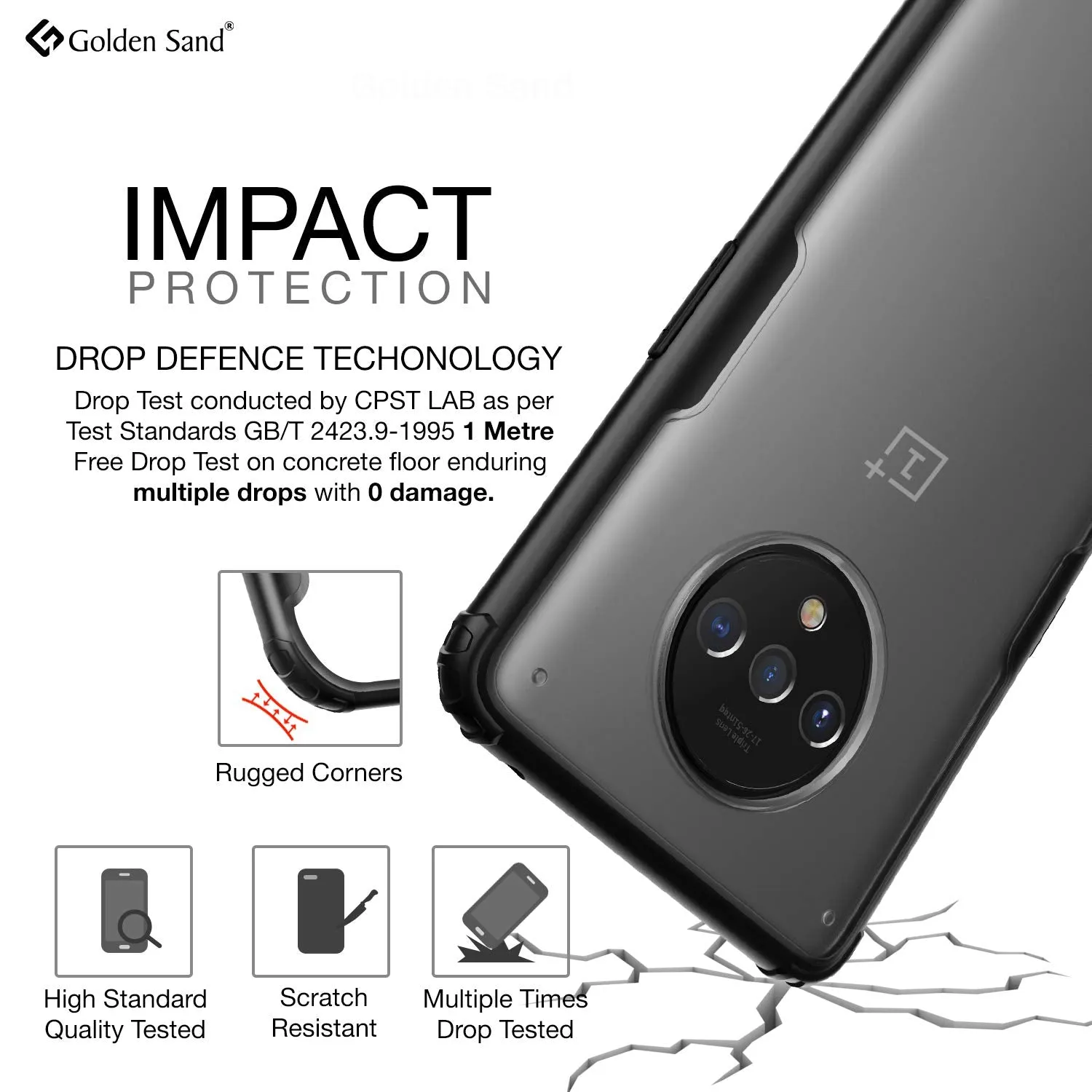 Rugged Frosted Semi Transparent PC Shock Proof Slim Back Cover for OnePlus 7T, 6.55 inch, Black