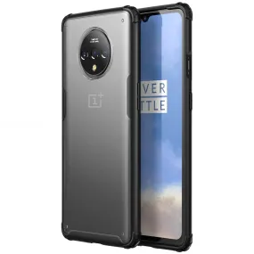 Rugged Frosted Semi Transparent PC Shock Proof Slim Back Cover for OnePlus 7T, 6.55 inch, Black