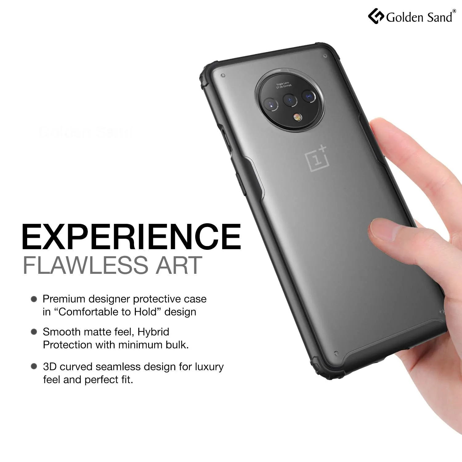 Rugged Frosted Semi Transparent PC Shock Proof Slim Back Cover for OnePlus 7T, 6.55 inch, Black