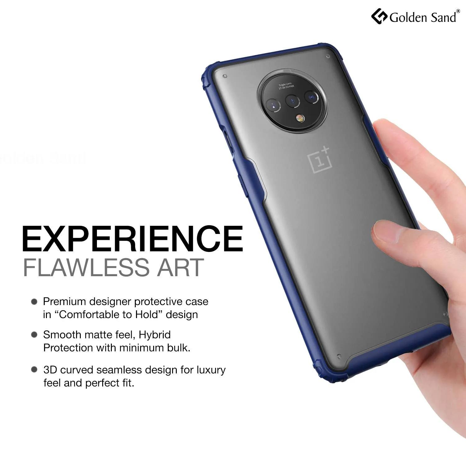 Rugged Frosted Semi Transparent PC Shock Proof Slim Back Cover for OnePlus 7T, 6.55 inch, Blue