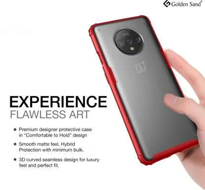 Rugged Frosted Semi Transparent PC Shock Proof Slim Back Cover for OnePlus 7T, 6.55 inch, Red