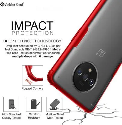 Rugged Frosted Semi Transparent PC Shock Proof Slim Back Cover for OnePlus 7T, 6.55 inch, Red