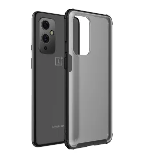 Rugged Frosted Semi Transparent PC Shock Proof Slim Back Cover for OnePlus 9, 6.55 inch, Black