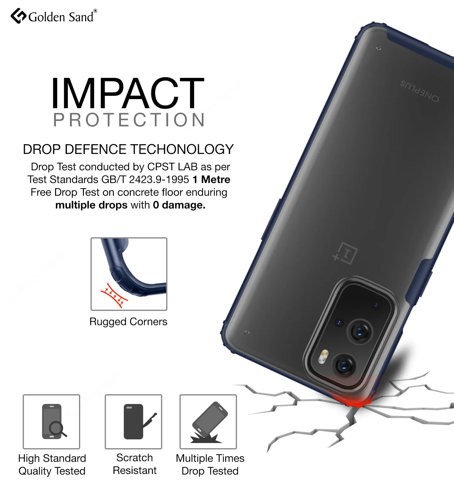Rugged Frosted Semi Transparent PC Shock Proof Slim Back Cover for OnePlus 9 Pro, 6.7 inch, Blue