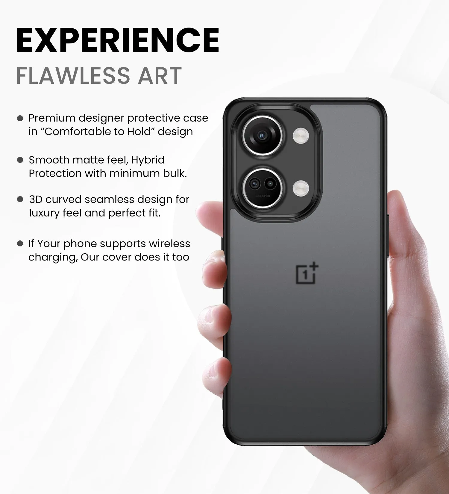 Rugged Frosted Semi Transparent PC Shock Proof Slim Back Cover for OnePlus Nord 3 5G, 6.74 inch, Black