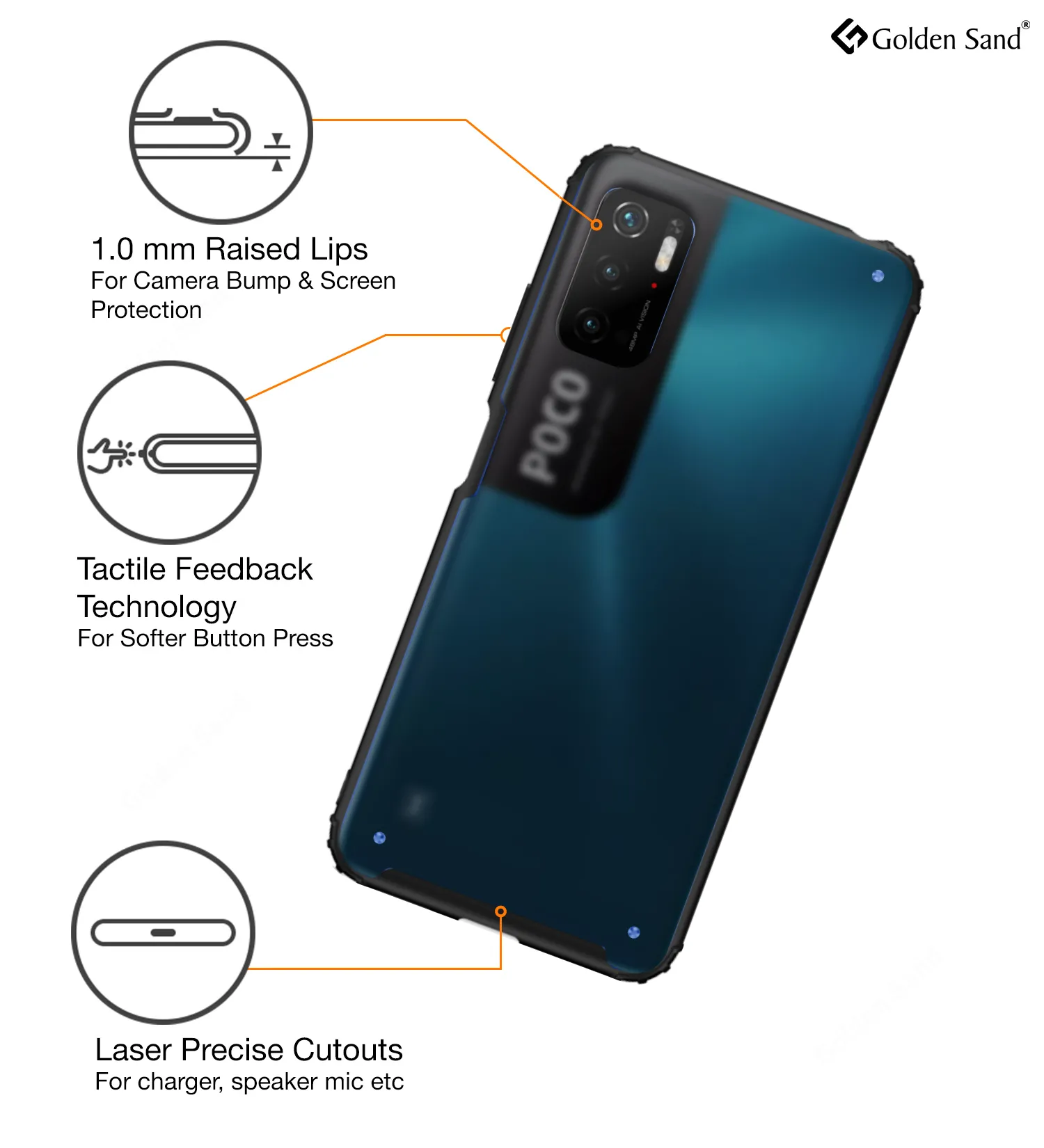 Rugged Frosted Semi Transparent PC Shock Proof Slim Back Cover for Poco M3 Pro 5G, 6.5 inch, Black