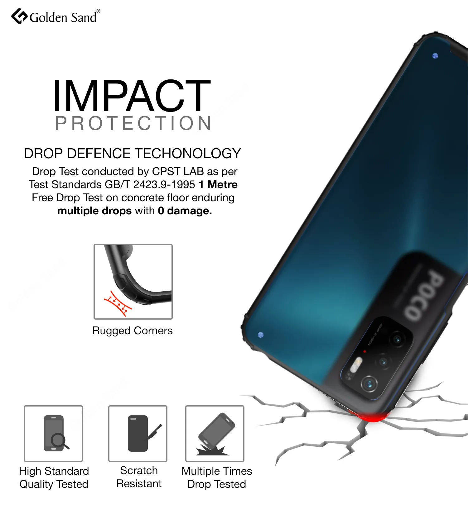 Rugged Frosted Semi Transparent PC Shock Proof Slim Back Cover for Poco M3 Pro 5G, 6.5 inch, Black