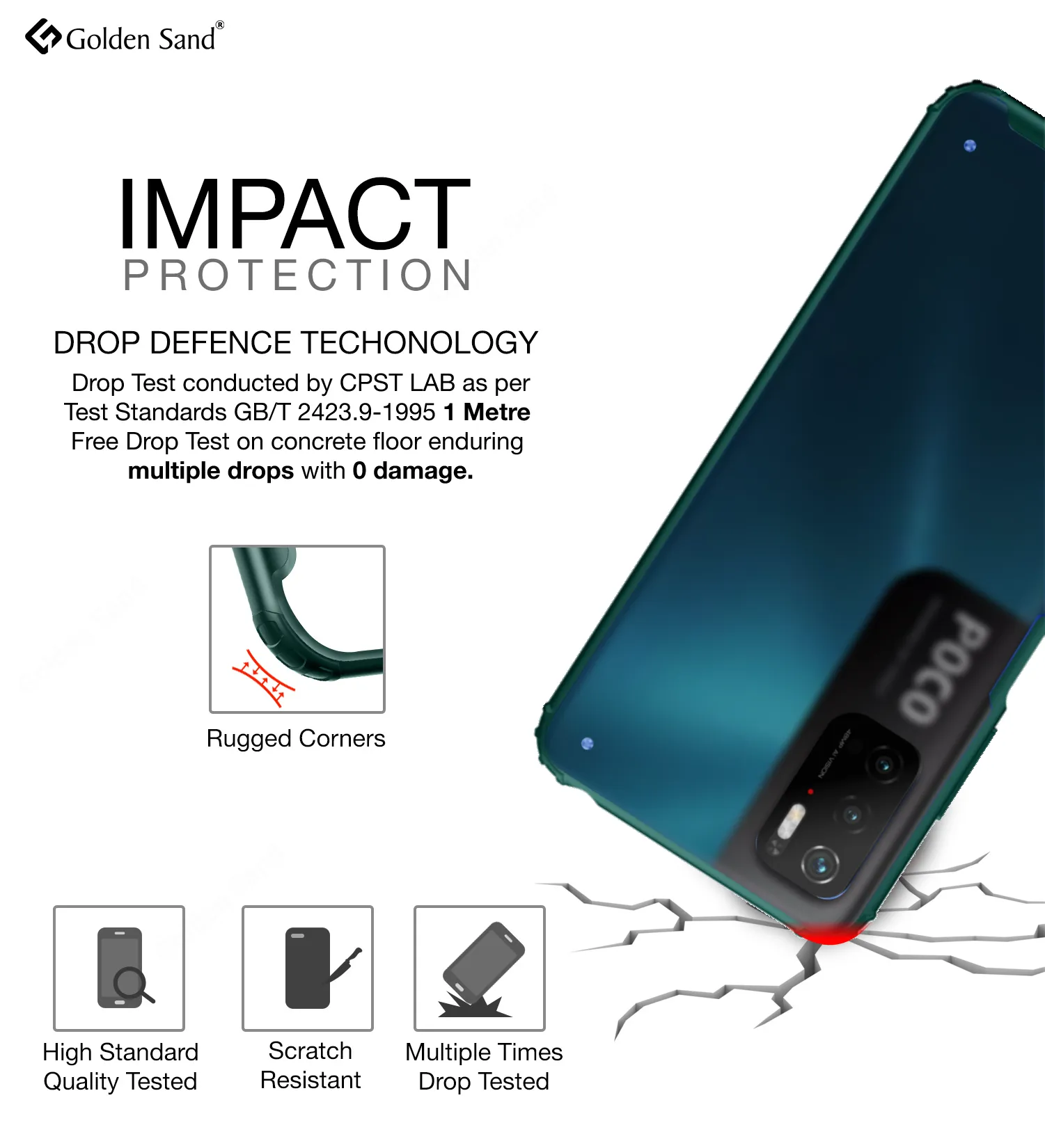 Rugged Frosted Semi Transparent PC Shock Proof Slim Back Cover for Poco M3 Pro 5G, 6.5 inch, Green