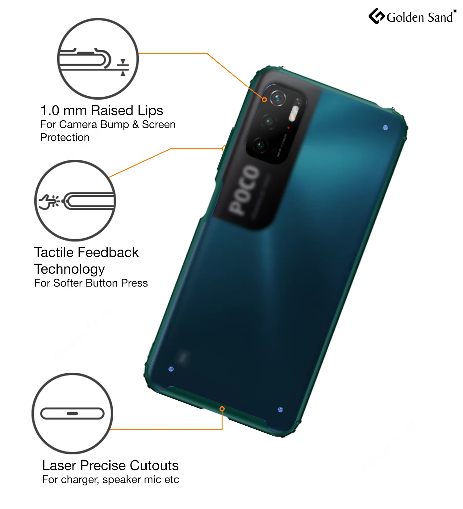 Rugged Frosted Semi Transparent PC Shock Proof Slim Back Cover for Poco M3 Pro 5G, 6.5 inch, Green