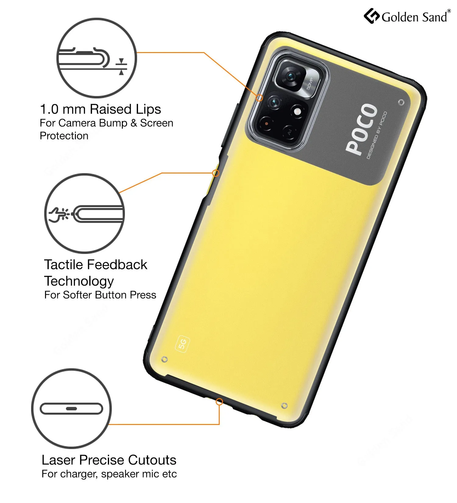 Rugged Frosted Semi Transparent PC Shock Proof Slim Back Cover for Poco M4 Pro 5G, 6.6 inch, Black