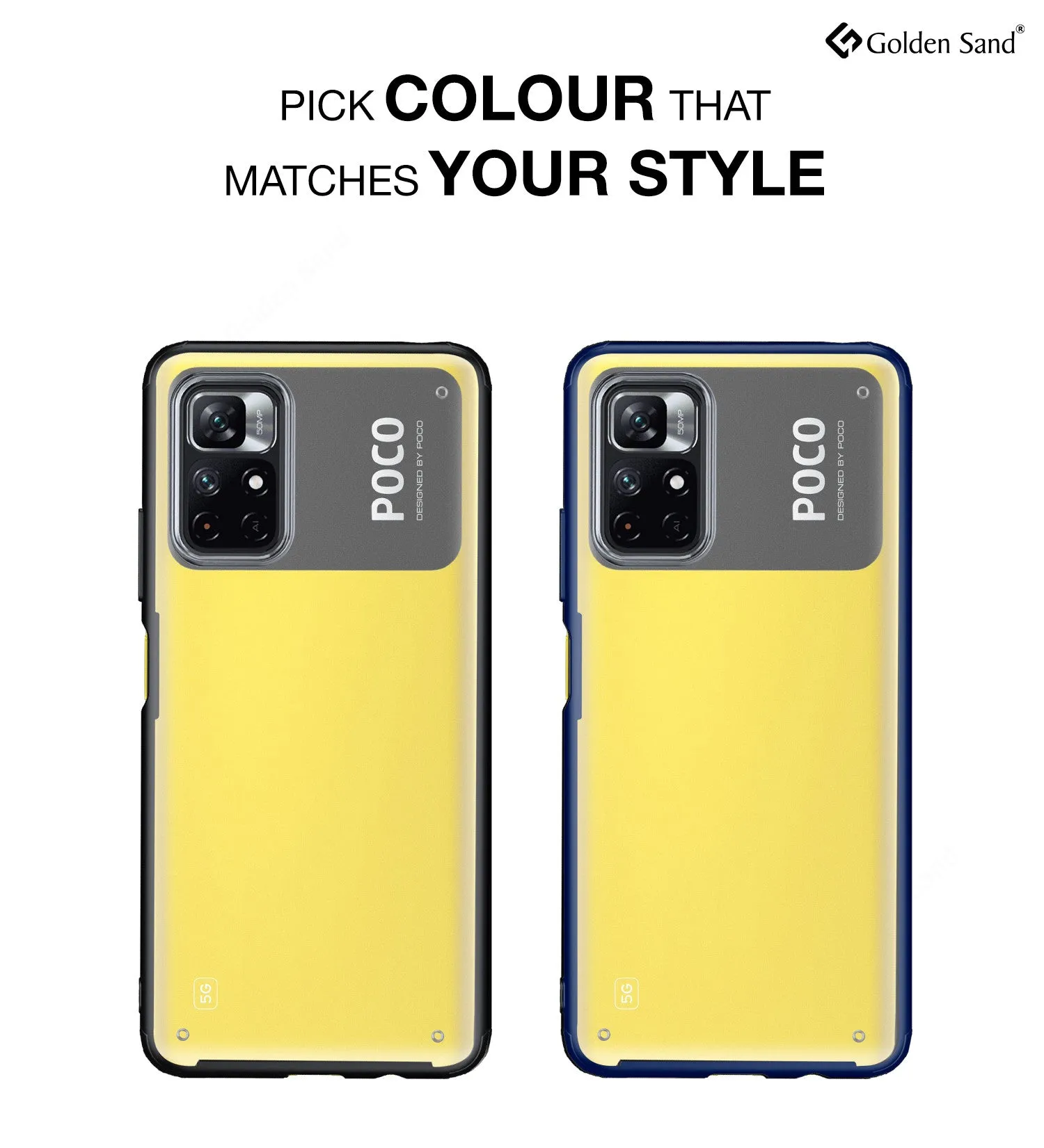 Rugged Frosted Semi Transparent PC Shock Proof Slim Back Cover for Poco M4 Pro 5G, 6.6 inch, Black