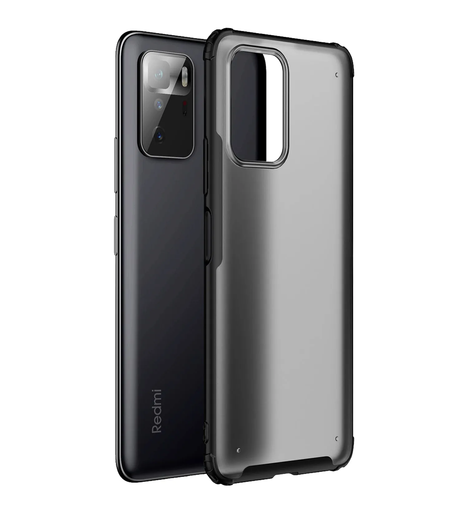Rugged Frosted Semi Transparent PC Shock Proof Slim Back Cover for Poco X3 GT, 6.6 inch, Black