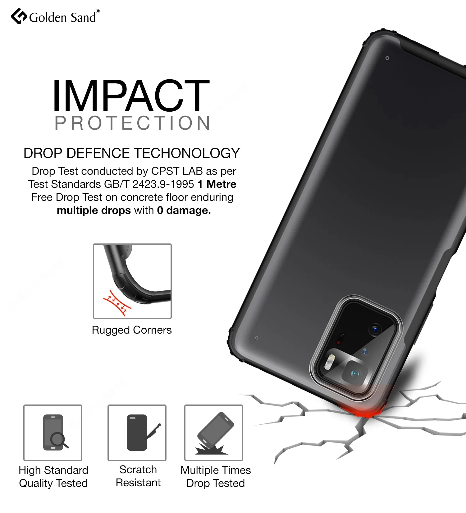 Rugged Frosted Semi Transparent PC Shock Proof Slim Back Cover for Poco X3 GT, 6.6 inch, Black
