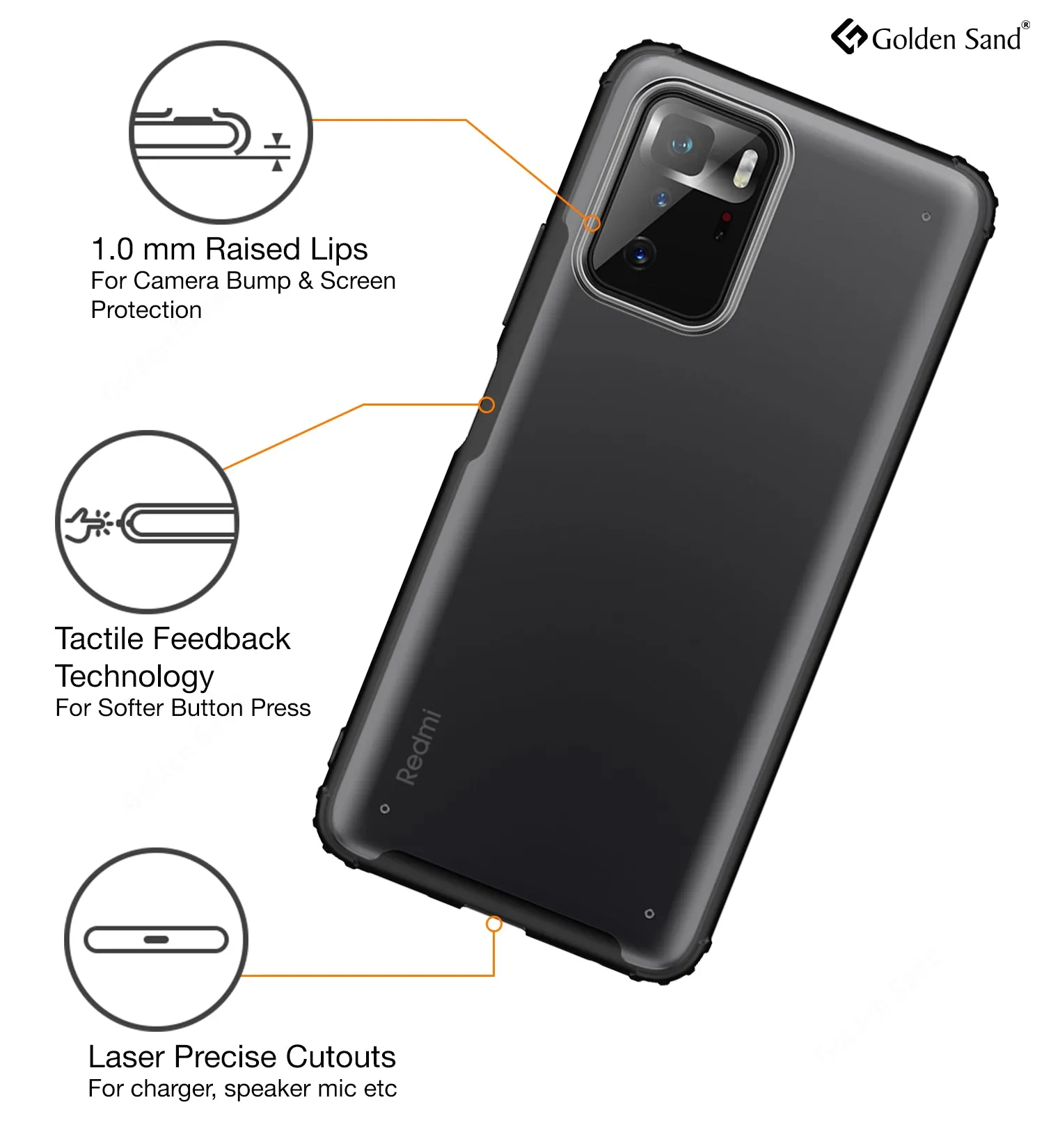 Rugged Frosted Semi Transparent PC Shock Proof Slim Back Cover for Poco X3 GT, 6.6 inch, Black