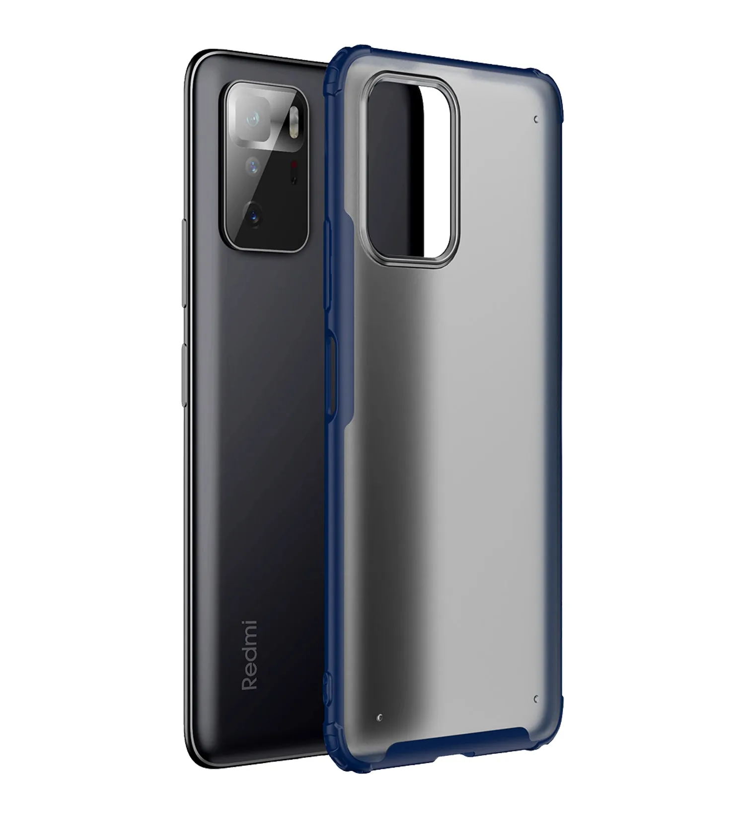Rugged Frosted Semi Transparent PC Shock Proof Slim Back Cover for Poco X3 GT, 6.6 inch, Blue