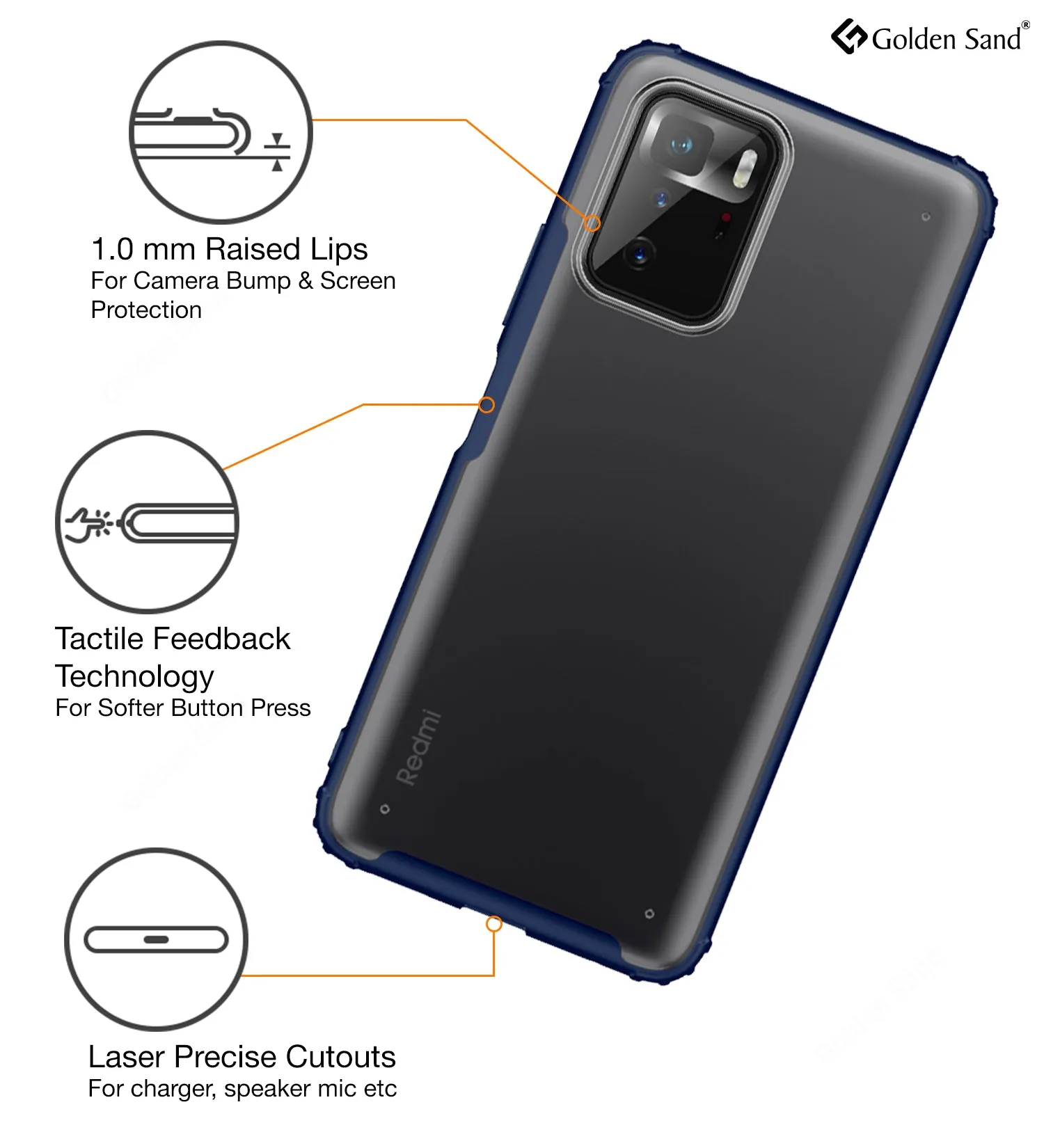 Rugged Frosted Semi Transparent PC Shock Proof Slim Back Cover for Poco X3 GT, 6.6 inch, Blue