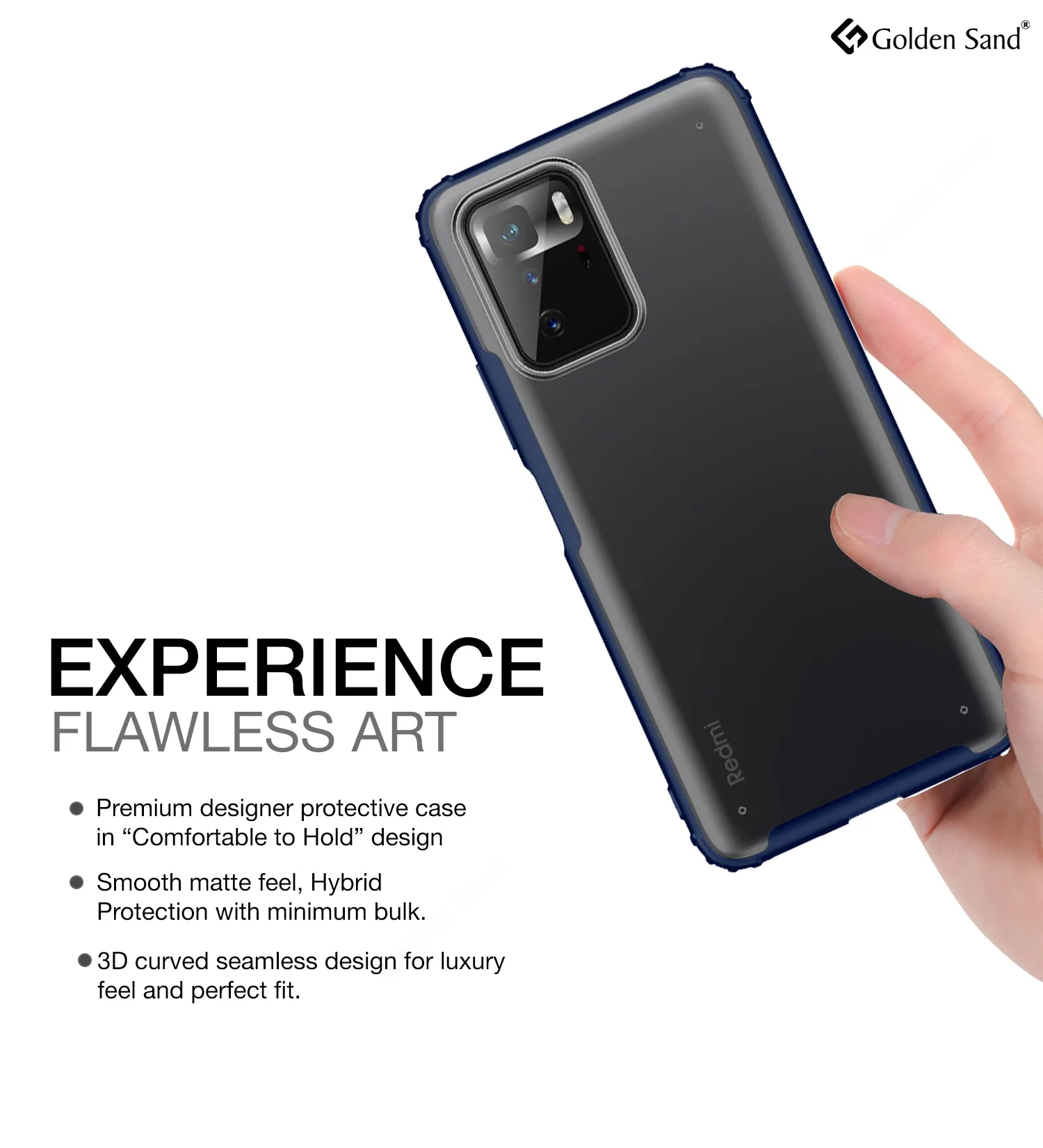 Rugged Frosted Semi Transparent PC Shock Proof Slim Back Cover for Poco X3 GT, 6.6 inch, Blue
