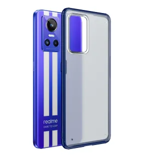 Rugged Frosted Semi Transparent PC Shock Proof Slim Back Cover for Realme GT Neo 3, 6.7 inch, Blue