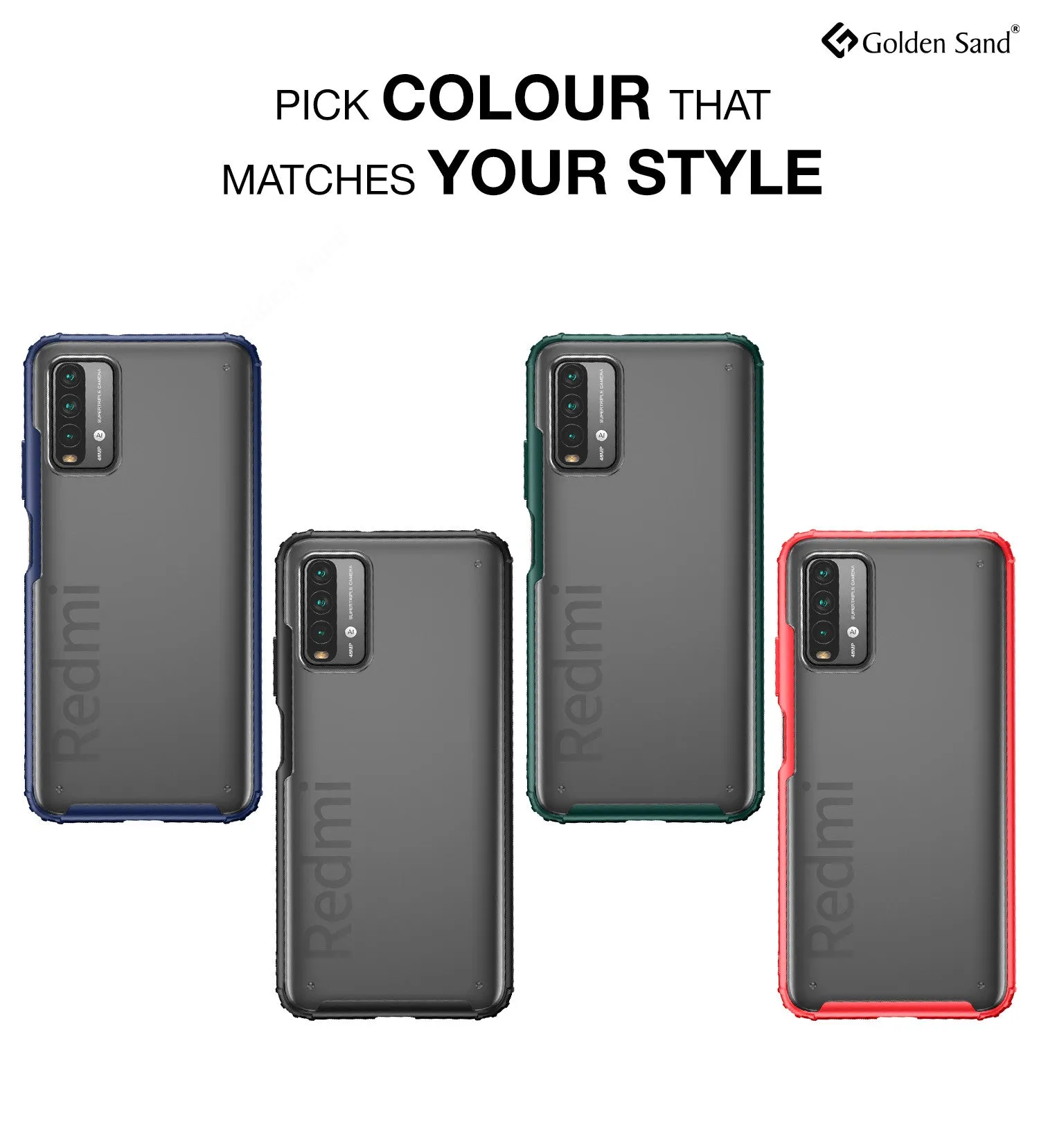 Rugged Frosted Semi Transparent PC Shock Proof Slim Back Cover for Redmi 9 Power, Blazing Blue