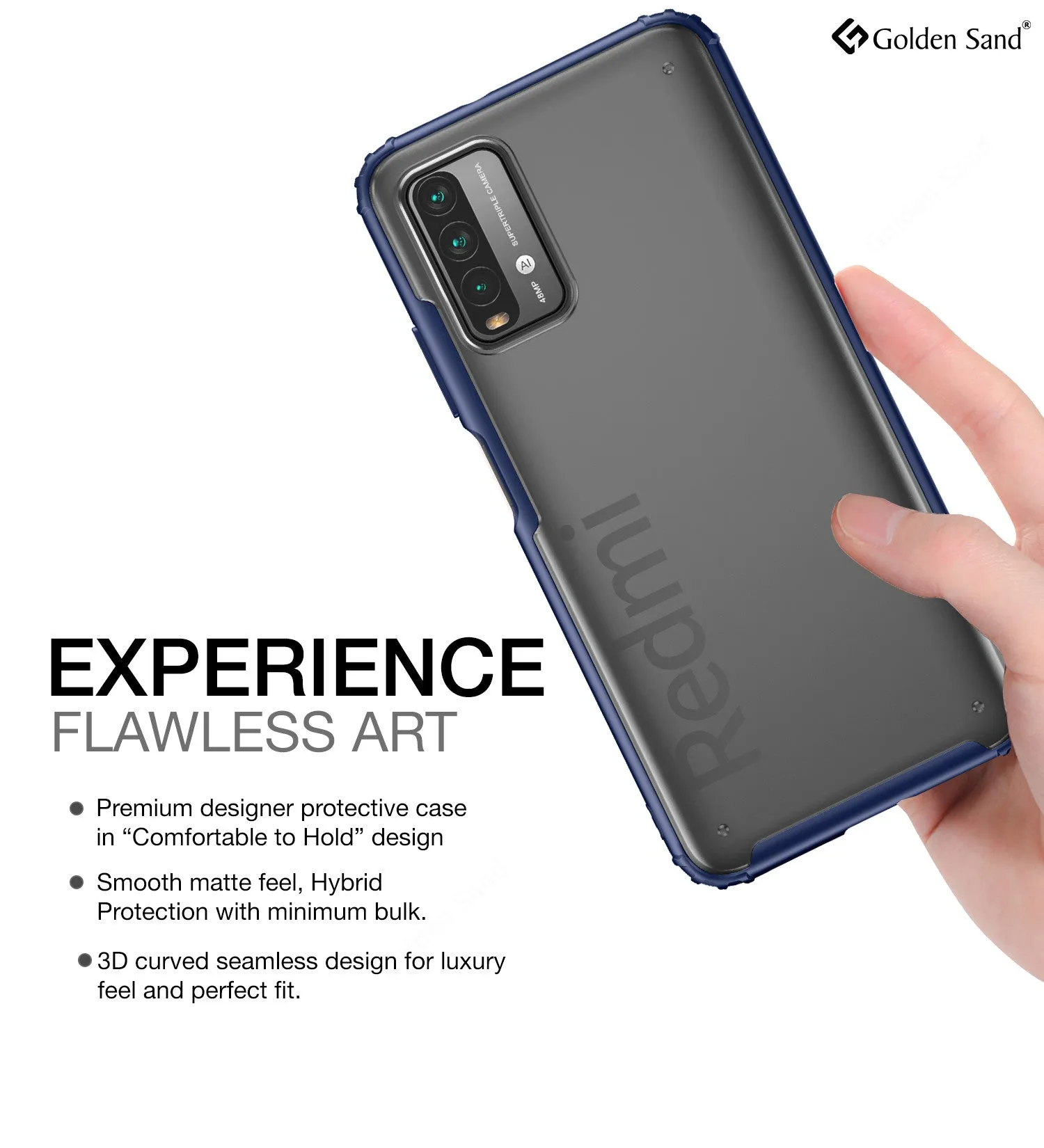 Rugged Frosted Semi Transparent PC Shock Proof Slim Back Cover for Redmi 9 Power, Blazing Blue