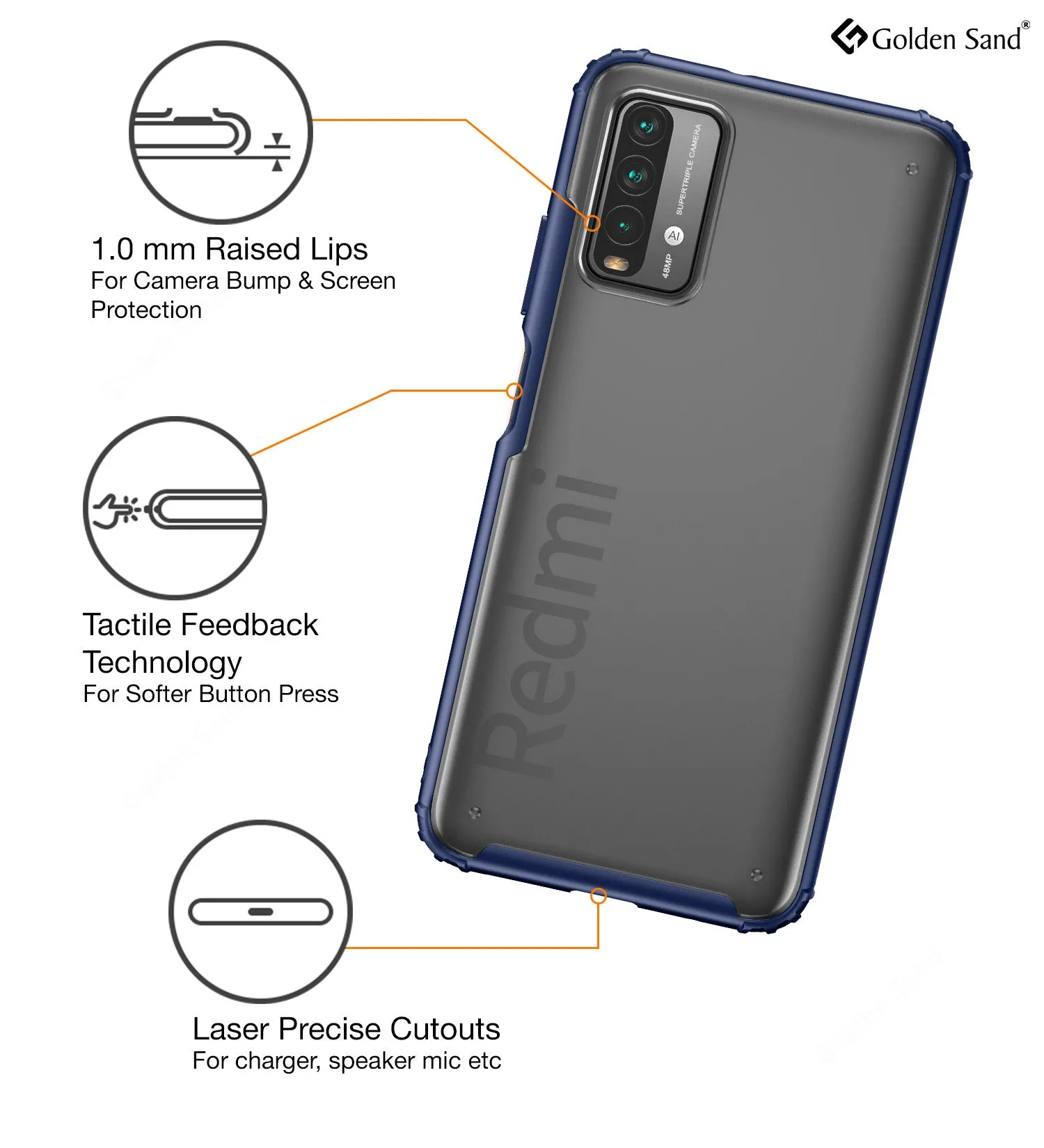 Rugged Frosted Semi Transparent PC Shock Proof Slim Back Cover for Redmi 9 Power, Blazing Blue