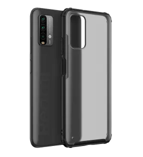 Rugged Frosted Semi Transparent PC Shock Proof Slim Back Cover for Redmi 9 Power, Mighty Black