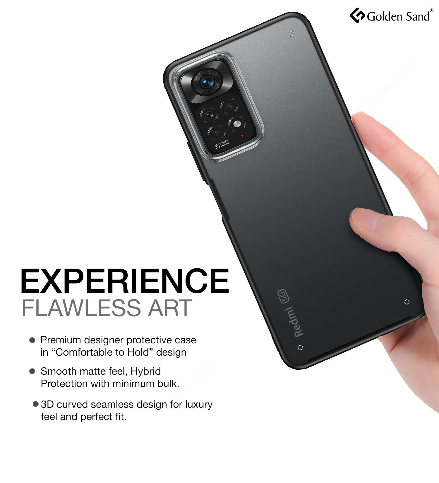 Rugged Frosted Semi Transparent PC Shock Proof Slim Back Cover for Redmi Note 11 Pro 4G, Redmi Note 11 Pro  Plus 5G, 6.67 inch, Black