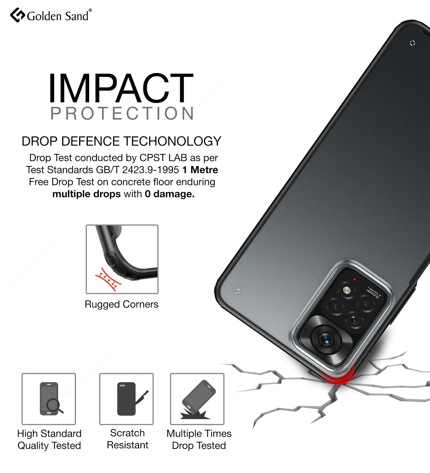 Rugged Frosted Semi Transparent PC Shock Proof Slim Back Cover for Redmi Note 11 Pro 4G, Redmi Note 11 Pro  Plus 5G, 6.67 inch, Black