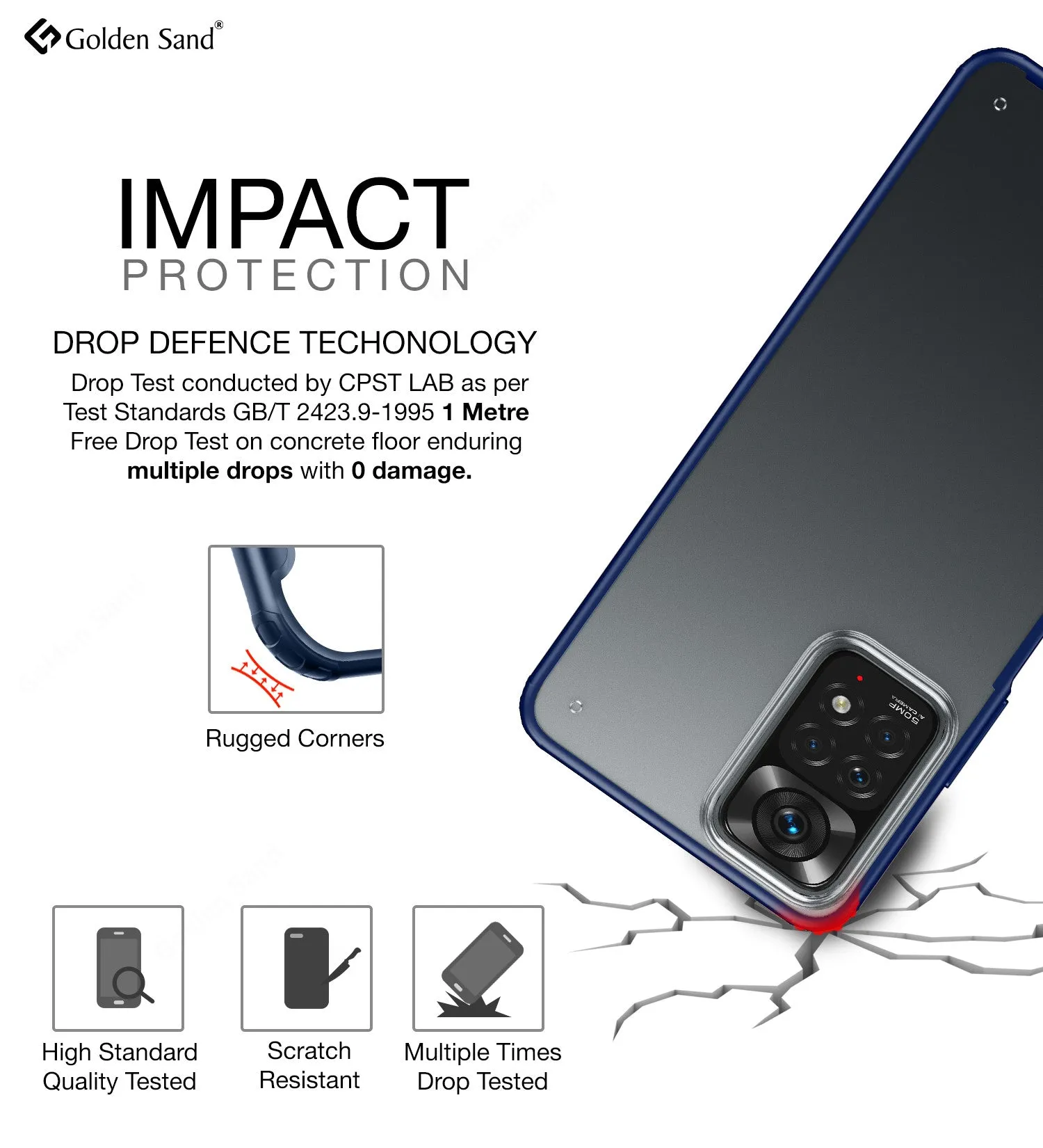 Rugged Frosted Semi Transparent PC Shock Proof Slim Back Cover for Redmi Note 11 Pro 4G, Redmi Note 11 Pro  Plus 5G, 6.67 inch, Blue