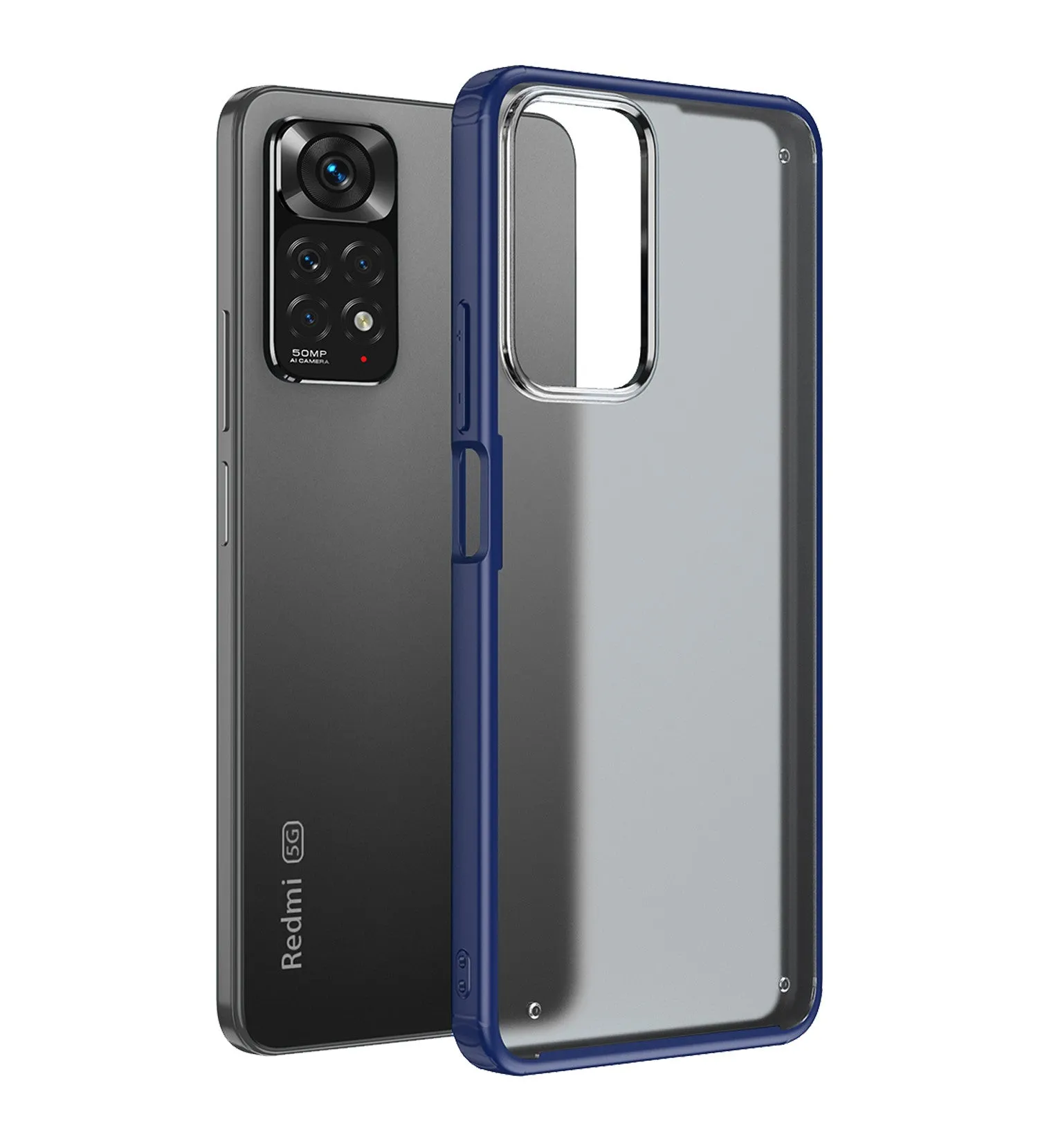 Rugged Frosted Semi Transparent PC Shock Proof Slim Back Cover for Redmi Note 11 Pro 4G, Redmi Note 11 Pro  Plus 5G, 6.67 inch, Blue