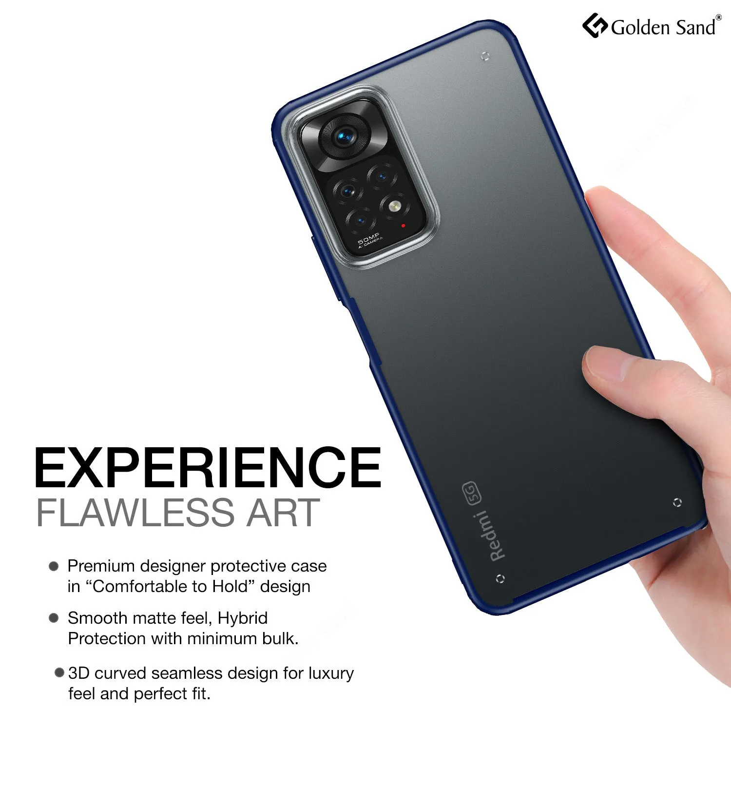 Rugged Frosted Semi Transparent PC Shock Proof Slim Back Cover for Redmi Note 11 Pro 4G, Redmi Note 11 Pro  Plus 5G, 6.67 inch, Blue
