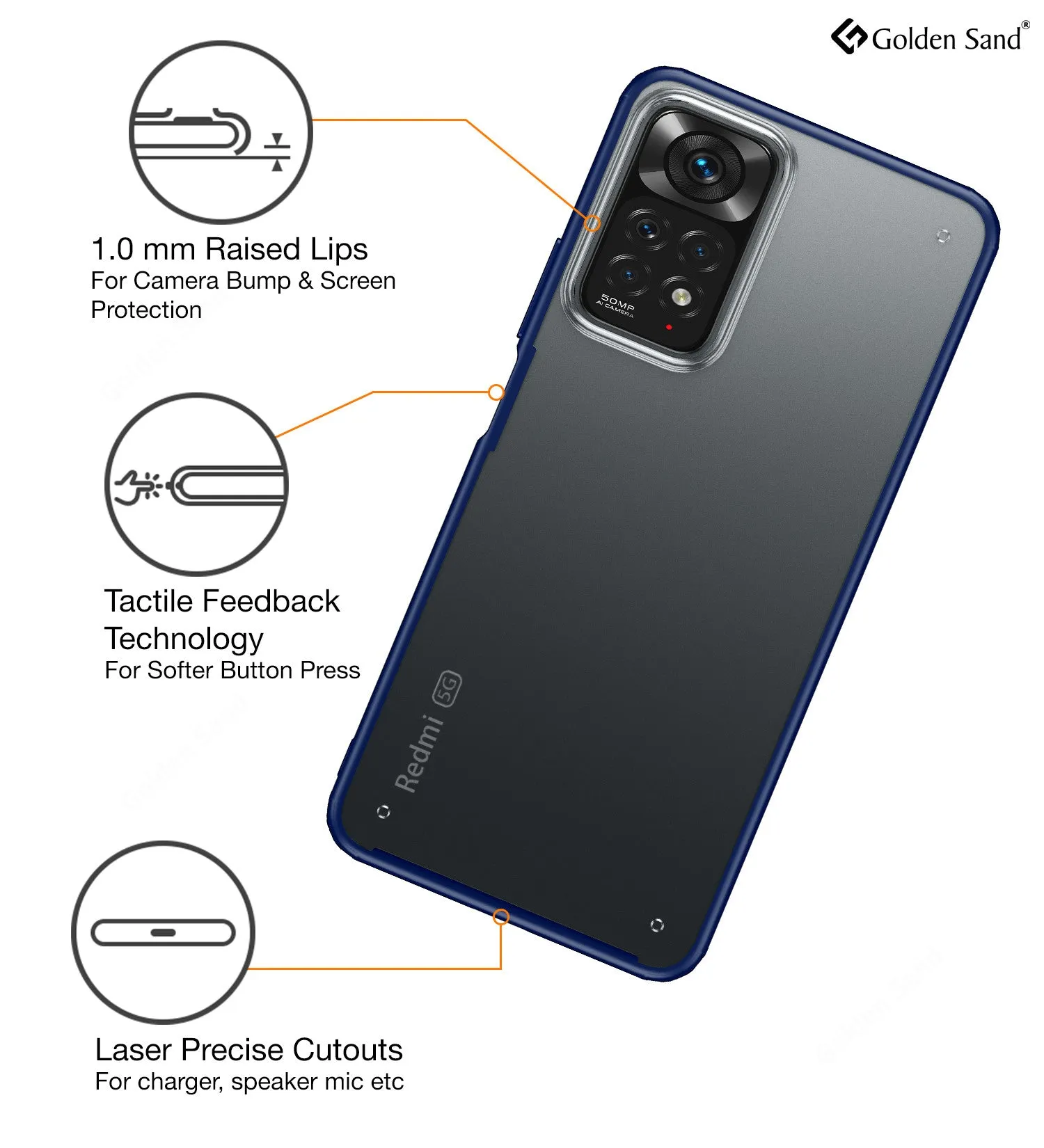 Rugged Frosted Semi Transparent PC Shock Proof Slim Back Cover for Redmi Note 11 Pro 4G, Redmi Note 11 Pro  Plus 5G, 6.67 inch, Blue
