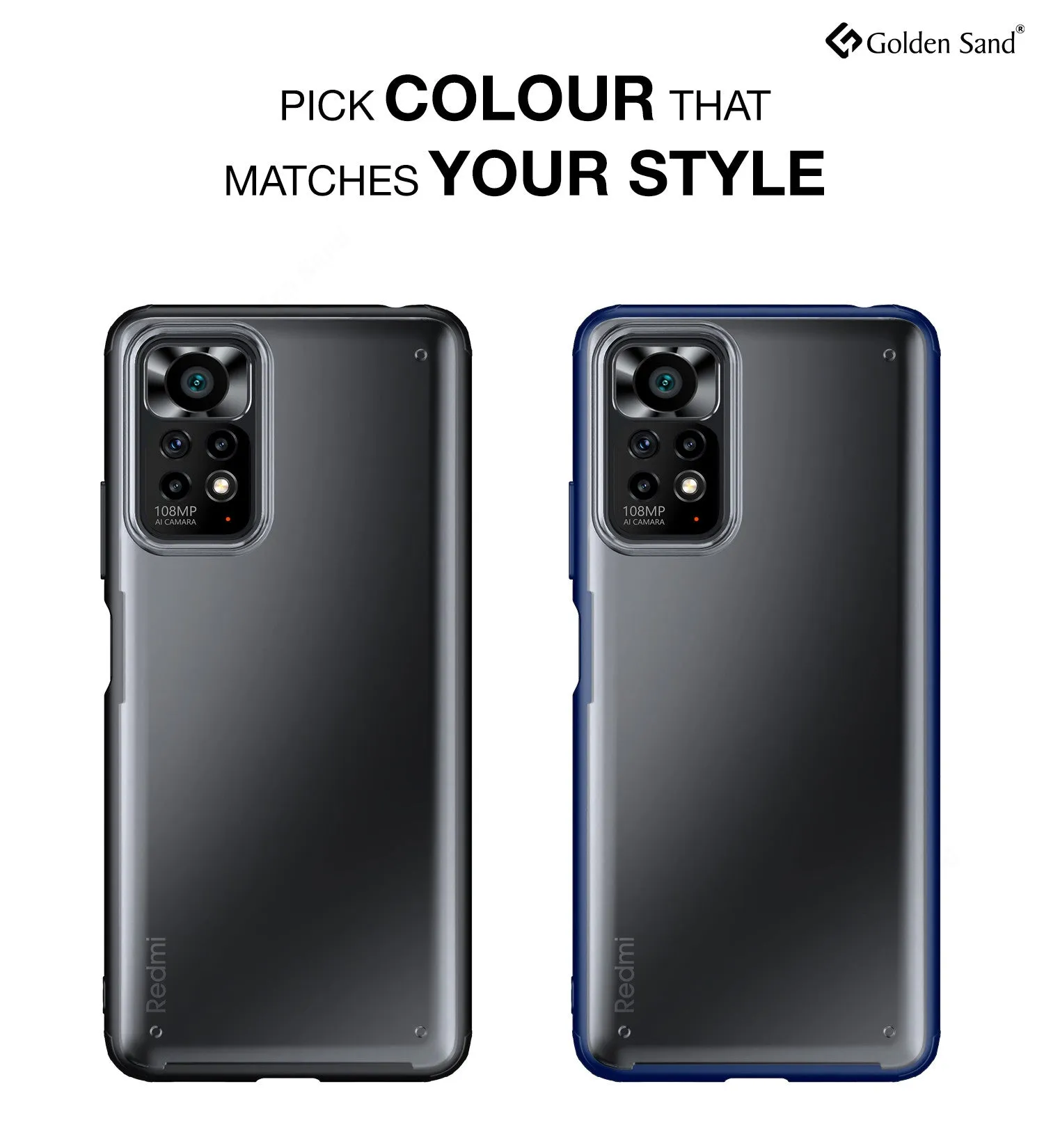 Rugged Frosted Semi Transparent PC Shock Proof Slim Back Cover for Redmi Note 11, Redmi Note 11S, 6.43 inch, Black