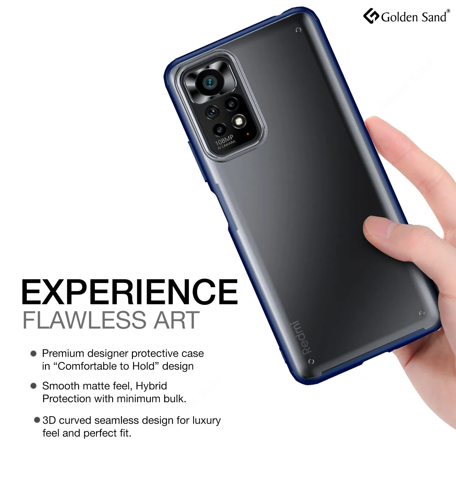 Rugged Frosted Semi Transparent PC Shock Proof Slim Back Cover for Redmi Note 11, Redmi Note 11S, 6.43 inch, Blue