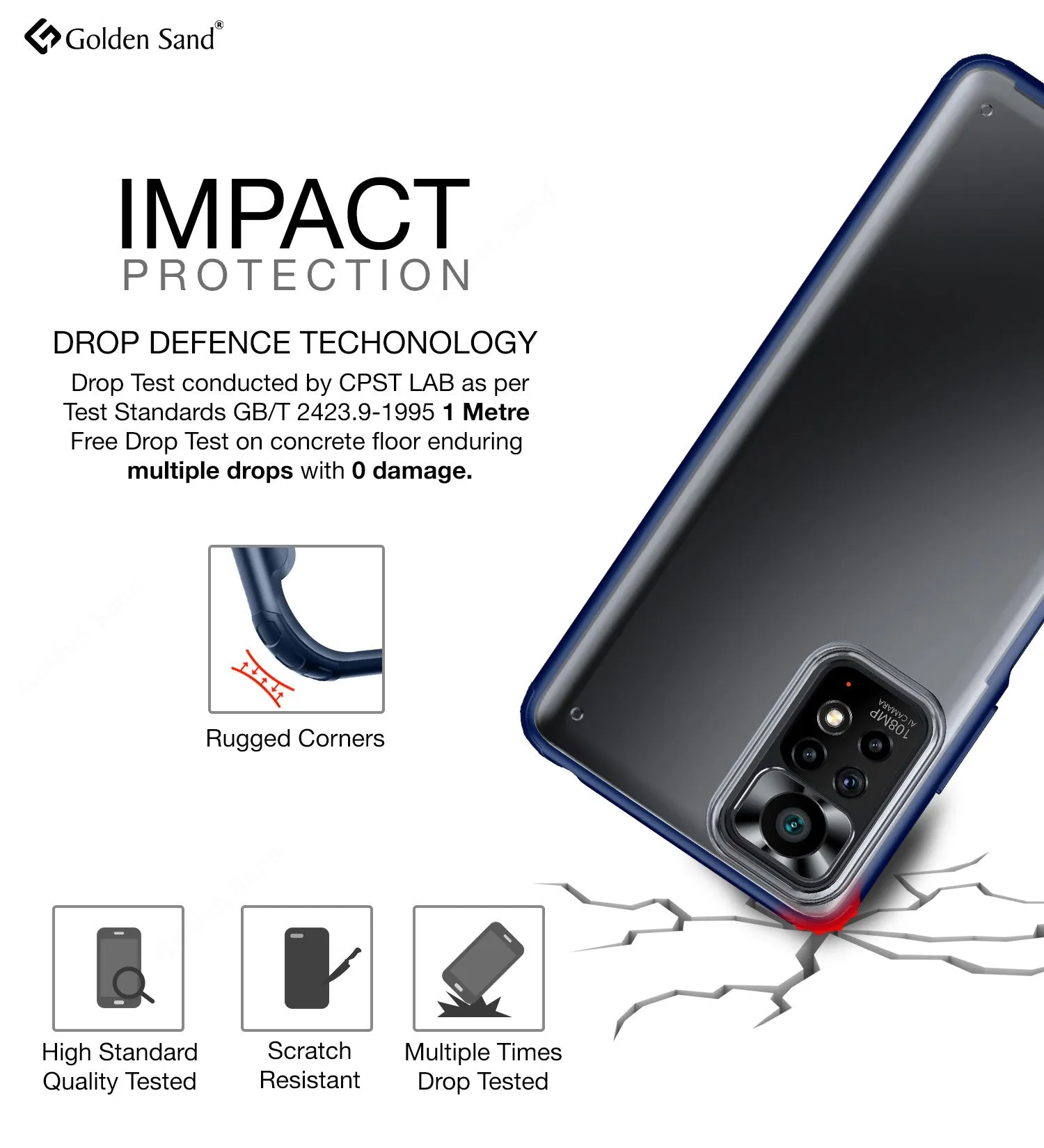 Rugged Frosted Semi Transparent PC Shock Proof Slim Back Cover for Redmi Note 11, Redmi Note 11S, 6.43 inch, Blue