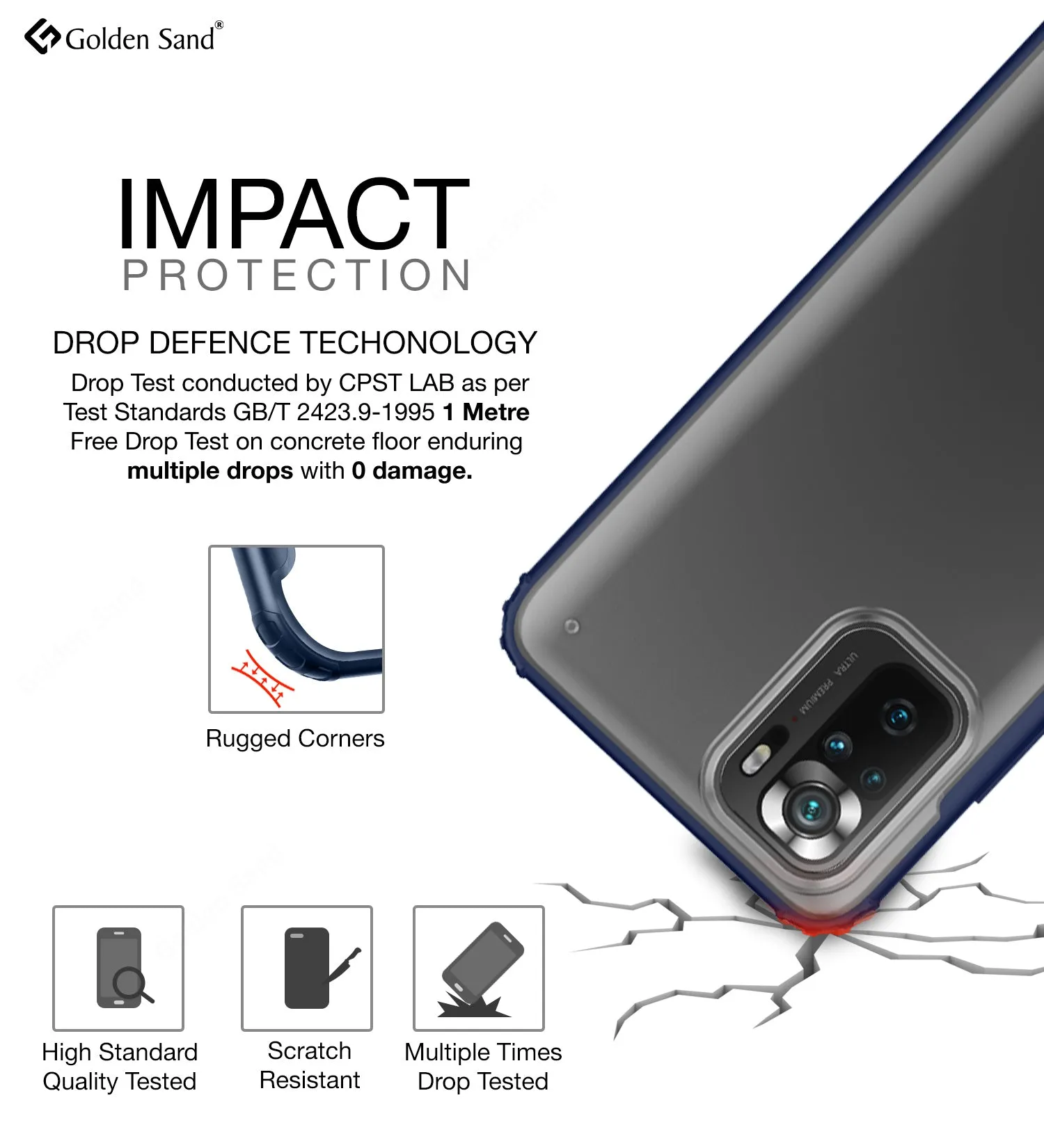Rugged Frosted Semi Transparent PC Shock Proof Slim Back Cover for REDMI Note 11 SE, Xiaomi Redmi Note 10, Xiaomi Redmi Note 10S, 6.43 inch, Blue