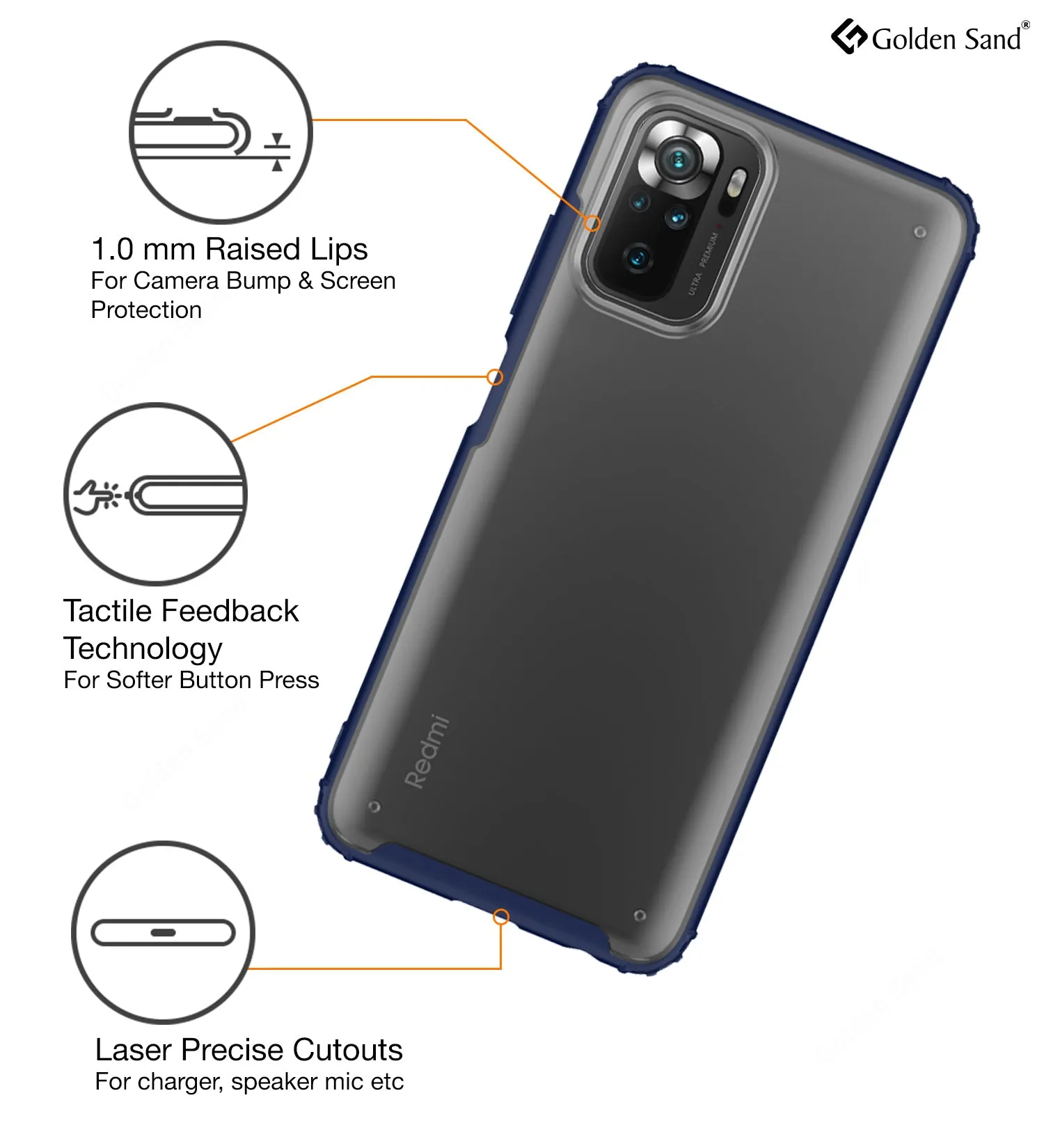 Rugged Frosted Semi Transparent PC Shock Proof Slim Back Cover for REDMI Note 11 SE, Xiaomi Redmi Note 10, Xiaomi Redmi Note 10S, 6.43 inch, Blue