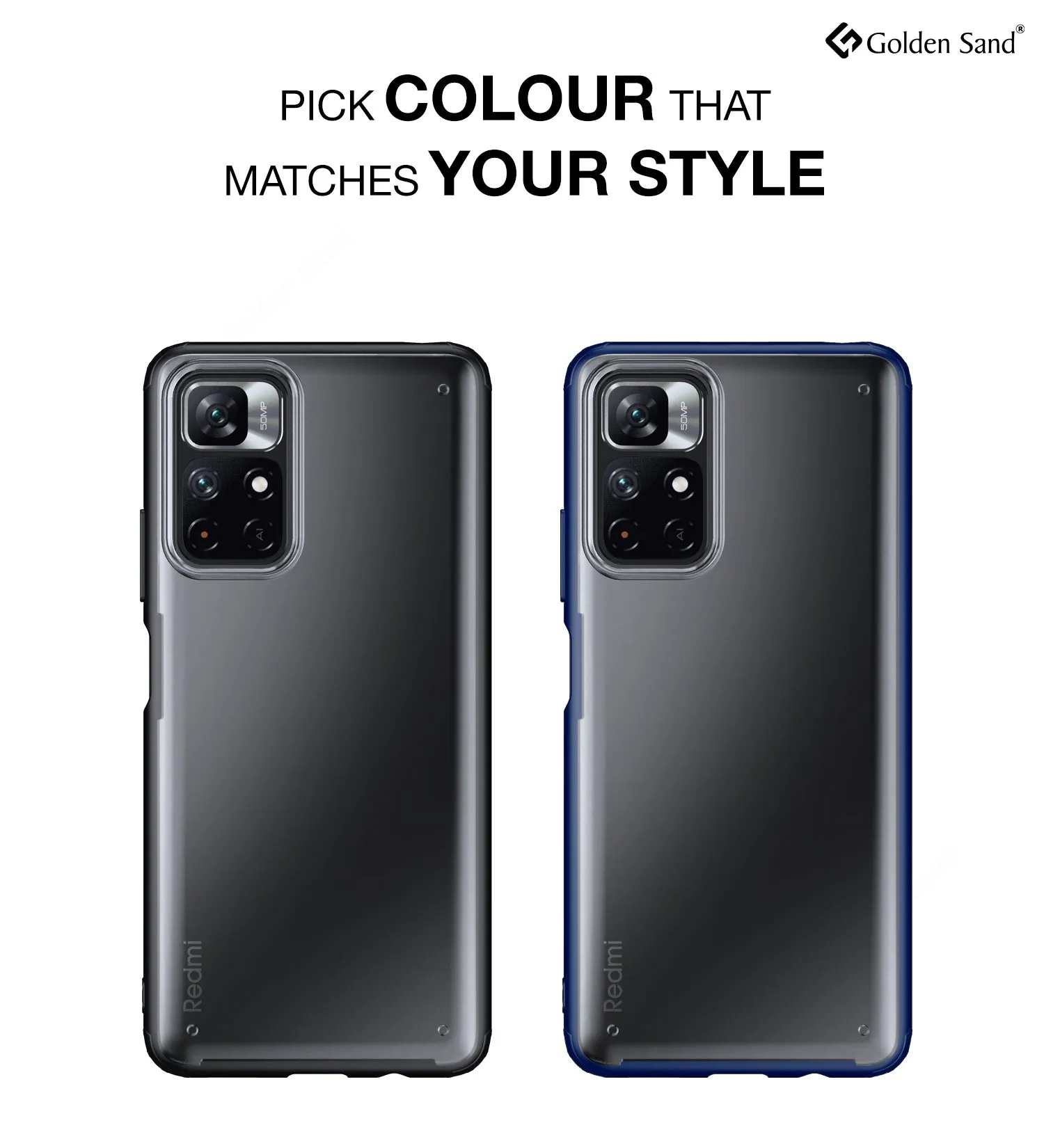 Rugged Frosted Semi Transparent PC Shock Proof Slim Back Cover for Redmi Note 11T 5G, Poco M4 Pro 5G, 6.6 inch, Black