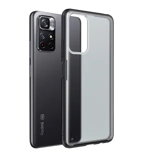Rugged Frosted Semi Transparent PC Shock Proof Slim Back Cover for Redmi Note 11T 5G, Poco M4 Pro 5G, 6.6 inch, Black