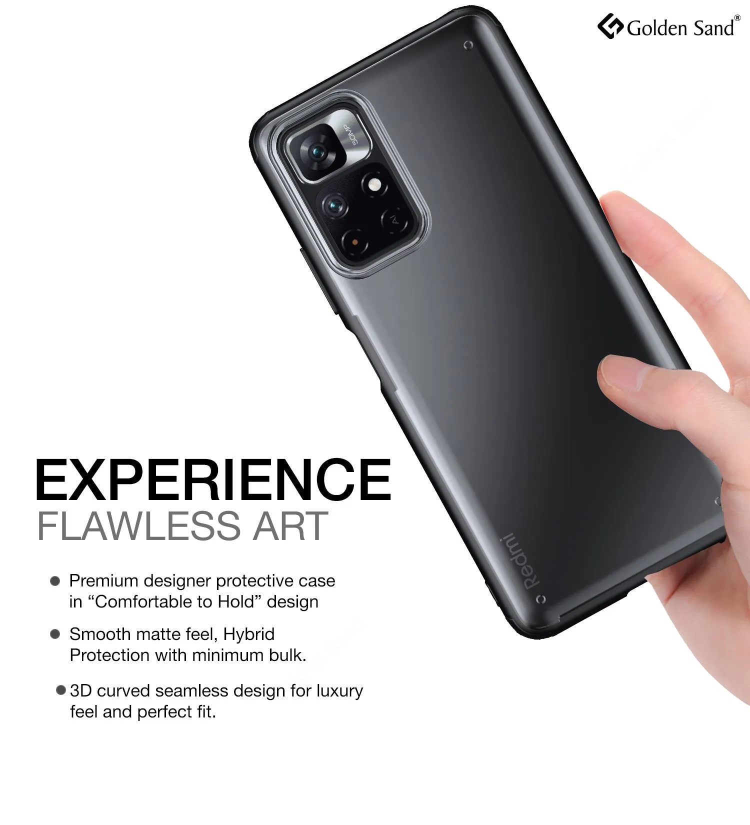 Rugged Frosted Semi Transparent PC Shock Proof Slim Back Cover for Redmi Note 11T 5G, Poco M4 Pro 5G, 6.6 inch, Black