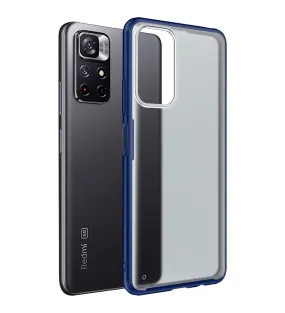 Rugged Frosted Semi Transparent PC Shock Proof Slim Back Cover for Redmi Note 11T 5G, Poco M4 Pro 5G, 6.6 inch, Blue