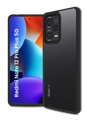 Rugged Frosted Semi Transparent PC Shock Proof Slim Back Cover for Redmi Note 12 Pro  Plus 5G, 6.67 inch, Black