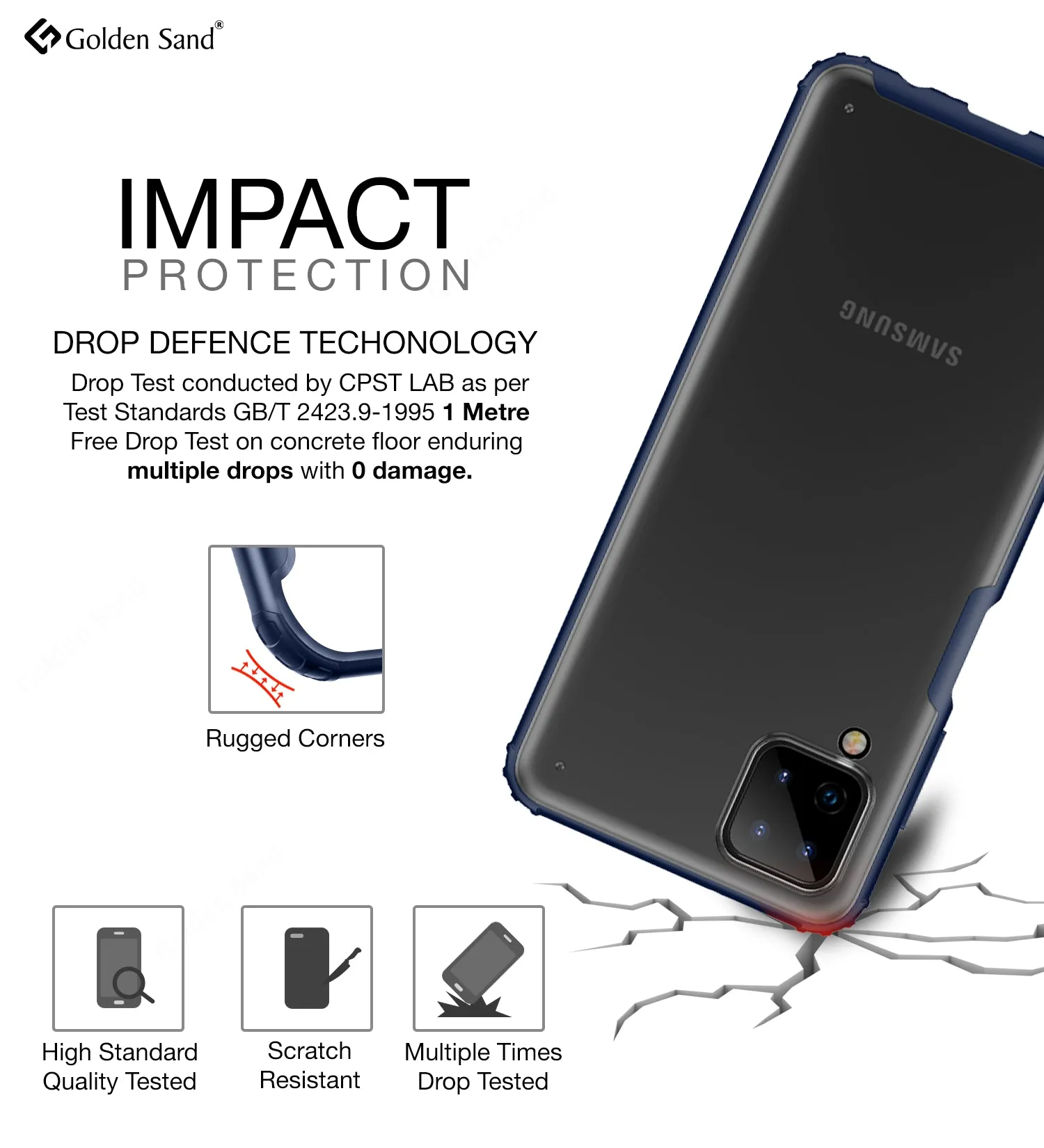 Rugged Frosted Semi Transparent PC Shock Proof Slim Back Cover for Samsung Galaxy A12, Samsung Galaxy M12, Samsung Galaxy F12, 6.5 inch, Blue