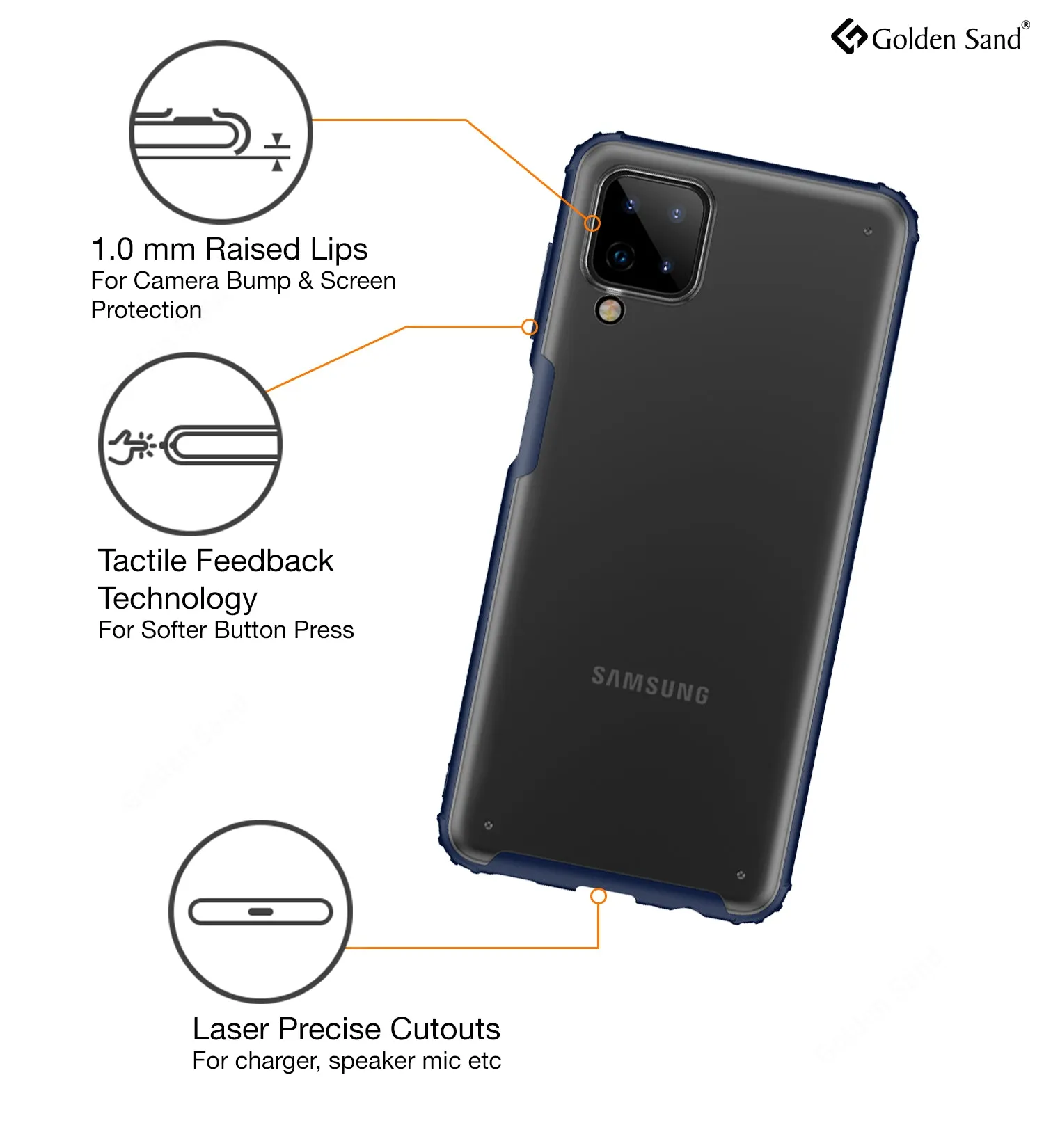 Rugged Frosted Semi Transparent PC Shock Proof Slim Back Cover for Samsung Galaxy A12, Samsung Galaxy M12, Samsung Galaxy F12, 6.5 inch, Blue