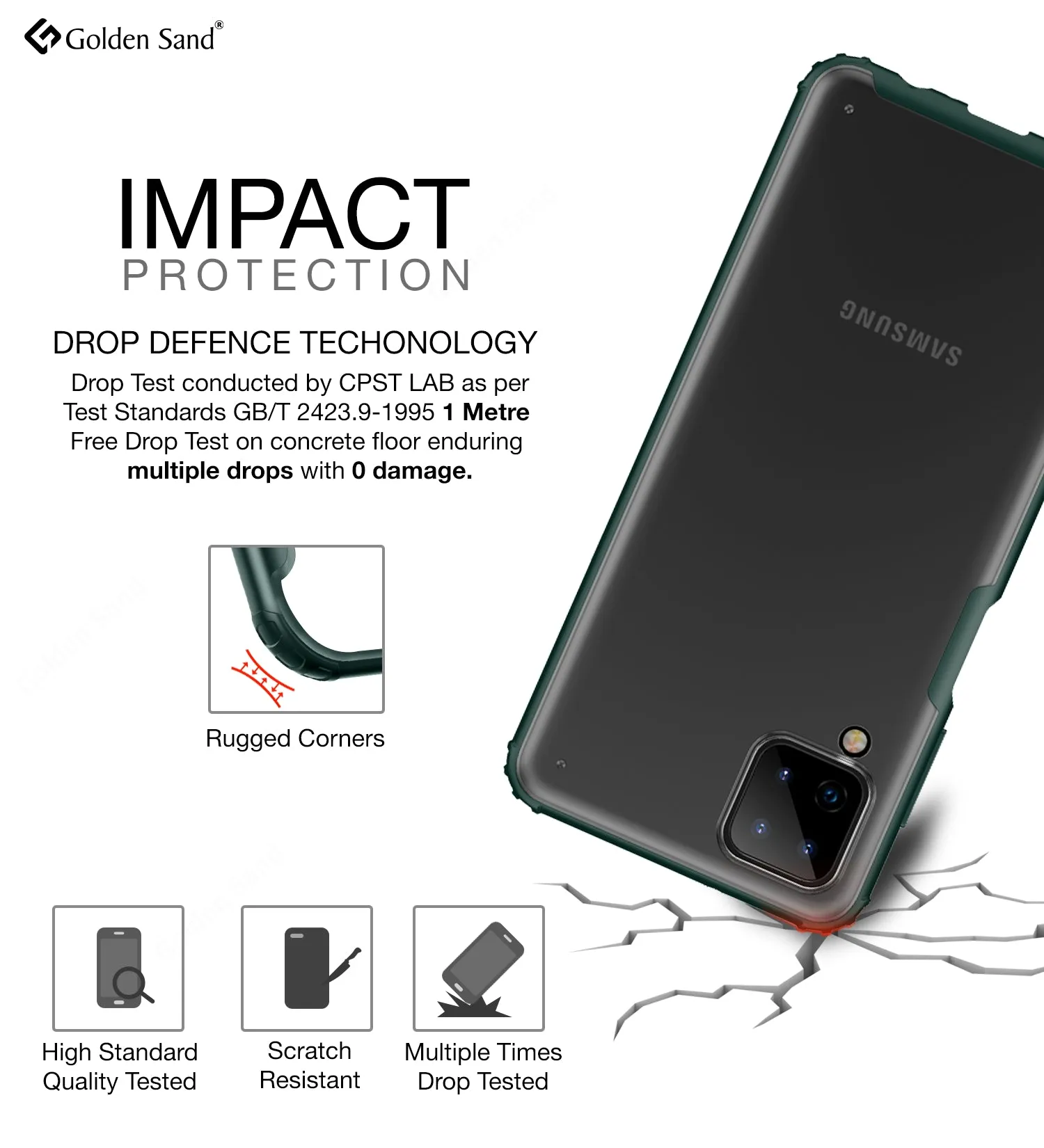 Rugged Frosted Semi Transparent PC Shock Proof Slim Back Cover for Samsung Galaxy A12, Samsung Galaxy M12, Samsung Galaxy F12, 6.5 inch, Green