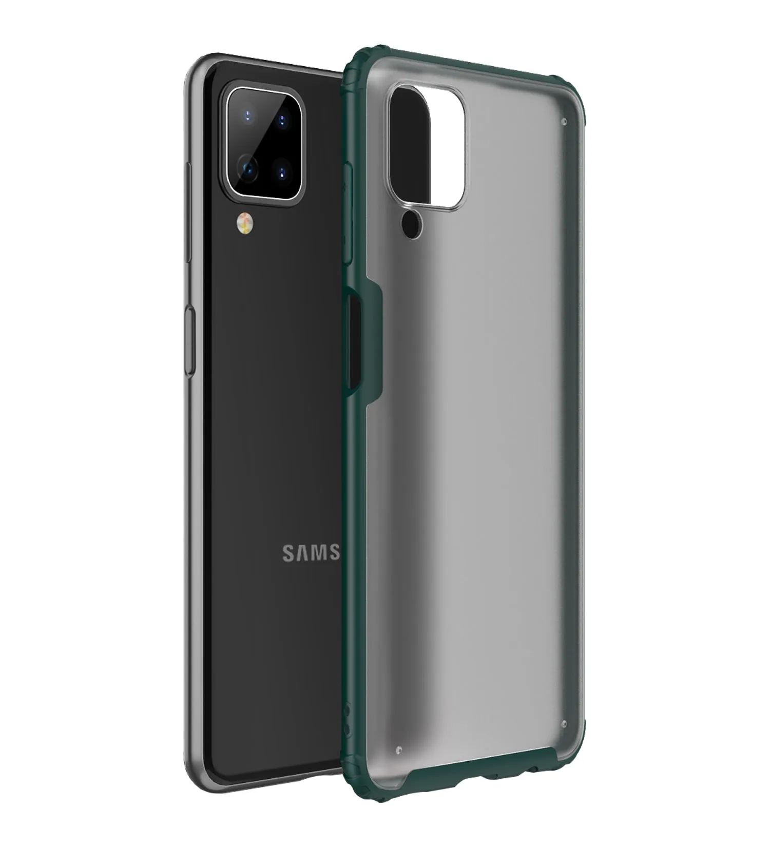 Rugged Frosted Semi Transparent PC Shock Proof Slim Back Cover for Samsung Galaxy A12, Samsung Galaxy M12, Samsung Galaxy F12, 6.5 inch, Green
