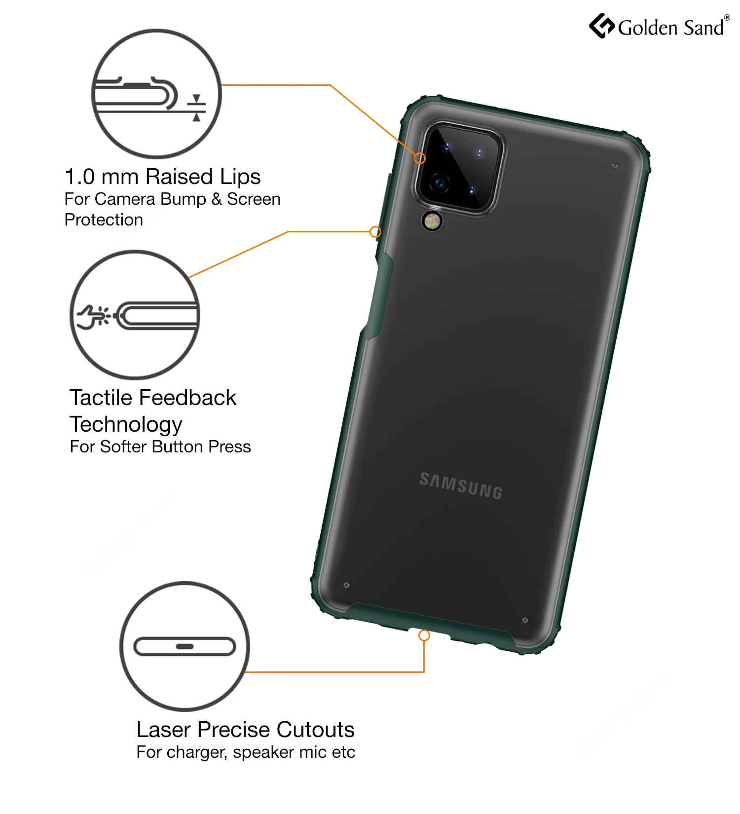 Rugged Frosted Semi Transparent PC Shock Proof Slim Back Cover for Samsung Galaxy A12, Samsung Galaxy M12, Samsung Galaxy F12, 6.5 inch, Green
