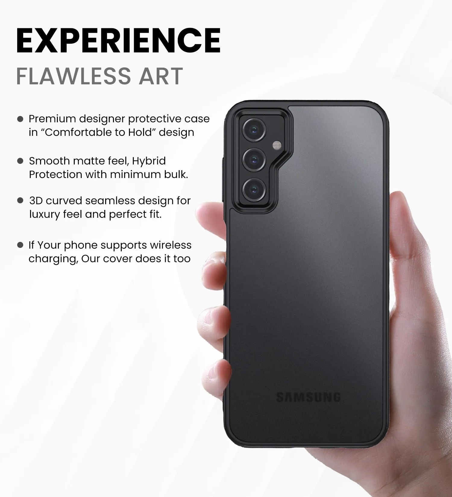Rugged Frosted Semi Transparent PC Shock Proof Slim Back Cover for Samsung Galaxy A14 4G, Samsung Galaxy A14 5G, 6.6 inch, Black
