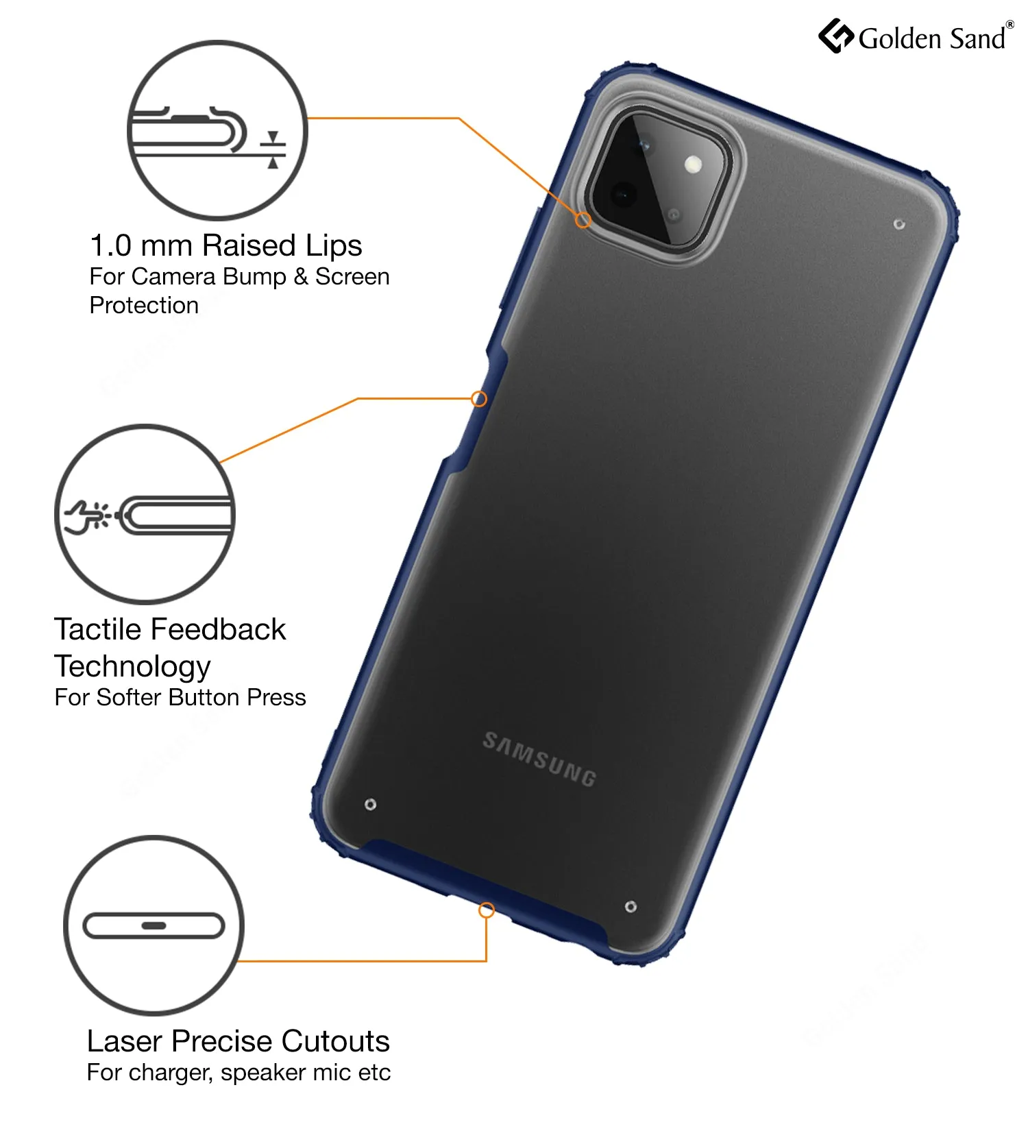 Rugged Frosted Semi Transparent PC Shock Proof Slim Back Cover for Samsung Galaxy A22 5G, Samsung Galaxy F42 5G, 6.6 inch, Blue